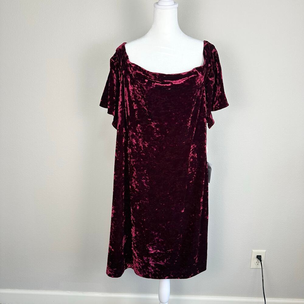 Eliza J Women's Plus Off-Shoulder Crushed Velvet Sheath Cocktail Dress 20W - Picture 3 of 6